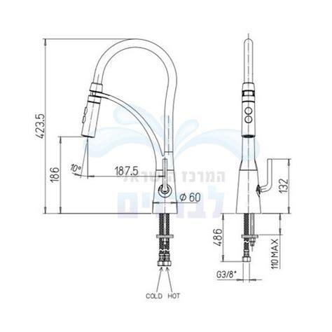 ברז נשלף מטה לכיור מטבח Paini Kitchen | פיה גבוהה 2 מצבי זרימה | מוברש ...