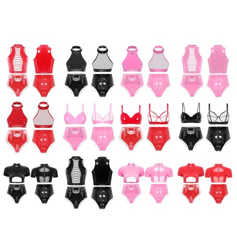 Uk Women S Shiny Metallic Lingerie Raves Bra Crop Top With Panties Clubwear Ebay