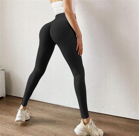 Legginsy Bezszwowe Push Up Wysoki Stan Czarne Sportowe Modeluj Ce Roz L