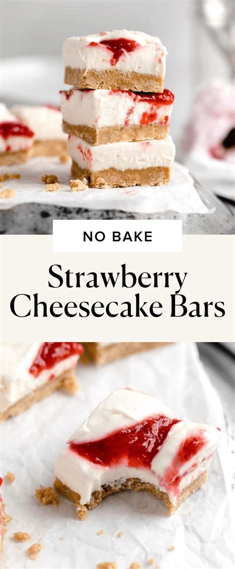 No Bake Strawberry Cheesecake Bars Broma Bakery