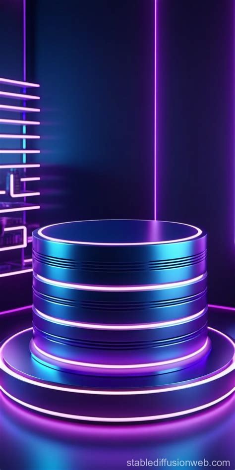 Isometric Render Circular Podium With Acrylic Blue Hue Stable