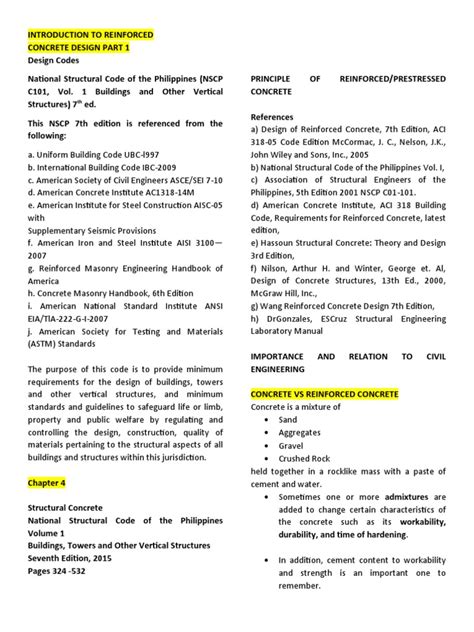 Introduction To Reinforced Concrete Design Part 1 | PDF | Concrete ...