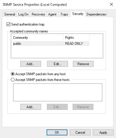 Configuring SNMP Service Properties - User Guide for Microsoft Hyper-V