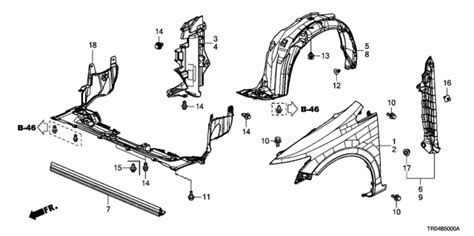 74101 TR0 A00 Genuine Honda Fender Right Front Inner