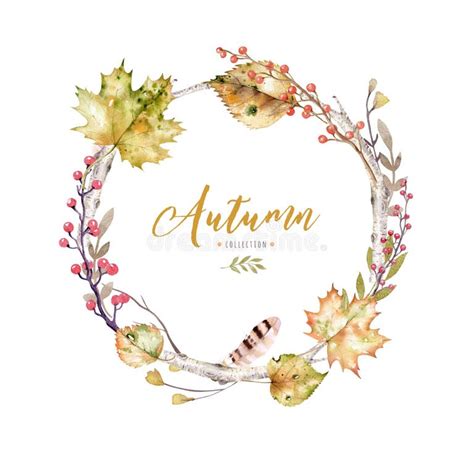 watercolor autumn decor elements stock illustrations  watercolor
