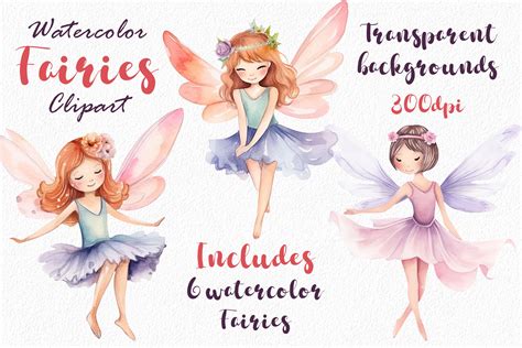 Watercolor Fairies Clipart By PassionPNGcreation TheHungryJPEG