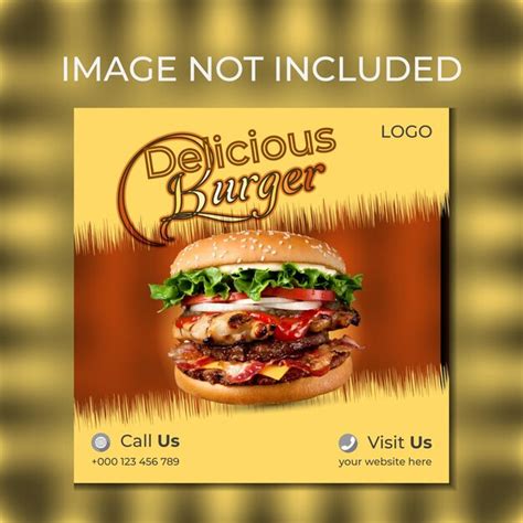 Пост в социальных сетях о бургере. векторный дизайн плаката с едой в ...