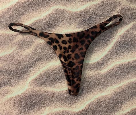 Serenibikini Thin Side Thong Leopard Print Bikini Bottoms Fully Lined