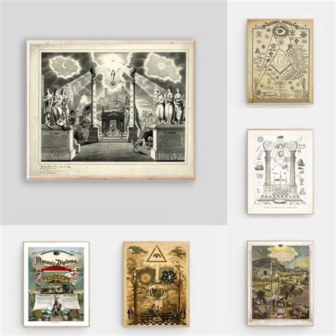 Masonic Symbol Print Freemason Chart Vintage Poster Freemasonry Art