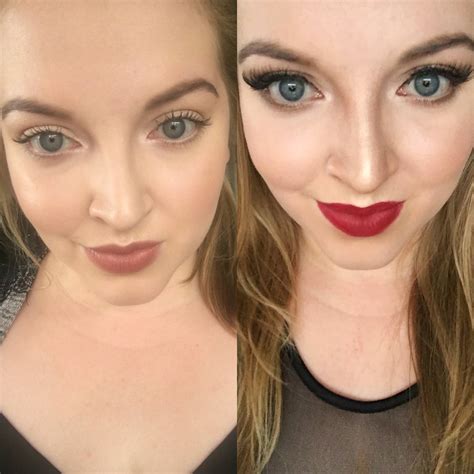 Day To Night Makeup Look Champagne Eye With Nude Lip To Bronzey Eye With Red Lip Olivia Emily