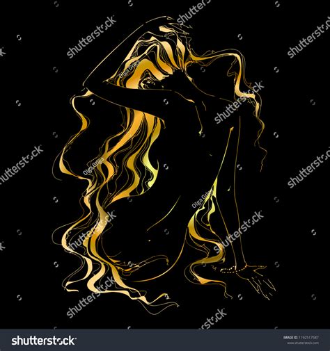 Naked Girl Graphics Curls Nude Gold Stock Vector Royalty Free 1192517587 Shutterstock