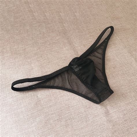 Hot Sexy Low Waist Men S Briefs U Convex Bag Ultra Thin Gauze Transparent Underpants Small