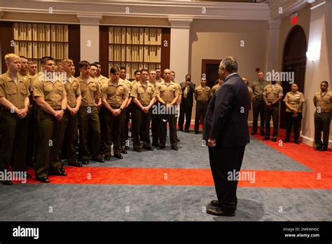 The Honorable Carlos Del Toro Secretary Of The Navy Addresses Marines