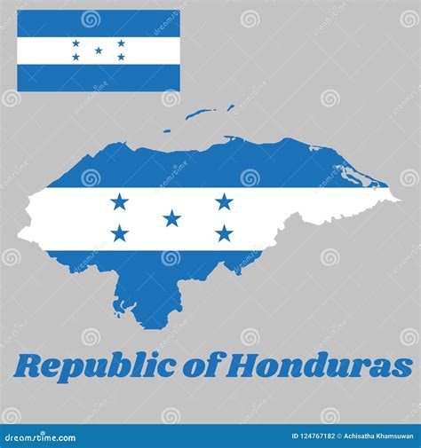 Map Outline And Flag Of Honduras A Horizontal Triband Of Blue And