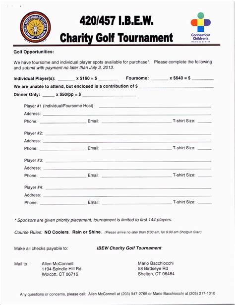 Golf Tournament Sponsorship Form Template