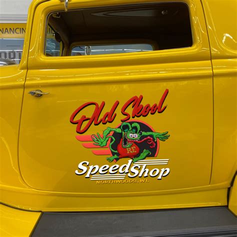 Personalized Hot Rod Garage Rat Fink Old Skool Speed Shop Vinyl Stickers Dingmun