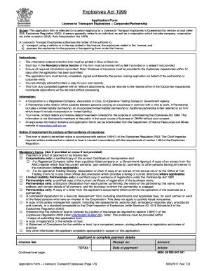 Fillable Online Application Form Licence To Transport Explosives