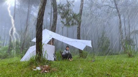 Days Solo Camping In Heavy Rain And Thunderstorm Relaxing Camping