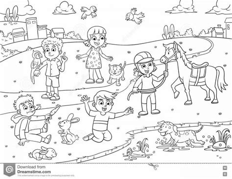 Дети в парке раскраска - 70 фото