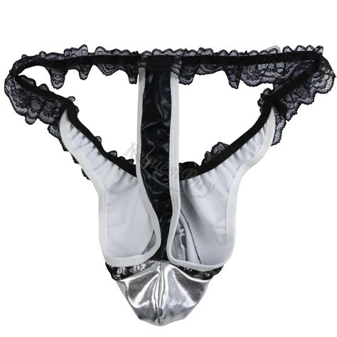 Sexy Men S Faux Leather Pouch Bikini Briefs Jock Strap Underwear G String Thongs EBay