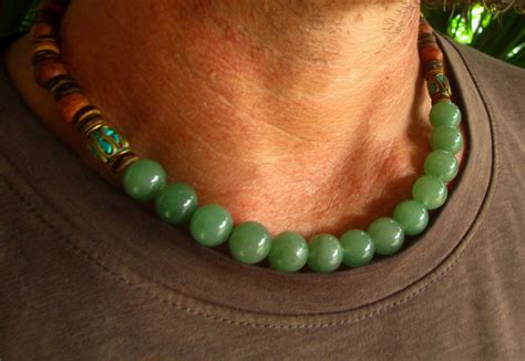 Jade Necklace Jade Gemstone Choker Necklace Mens Gemstone Etsy