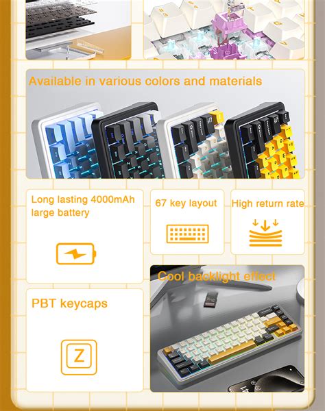 Aula F Mechanical Keyboard Keys Tri Mode Hot Swappable Rgb Light Layout Wireless