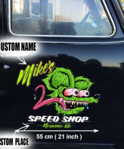 Personalized Hot Rod Garage Rat Fink Speed Shop Vinyl Stickers Dingmun