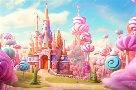 Premium AI Image | Colorful candyland in pastels Candy castle