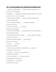 Practice Worksheet On Preposition Verbal Ability Pdf Fill In The