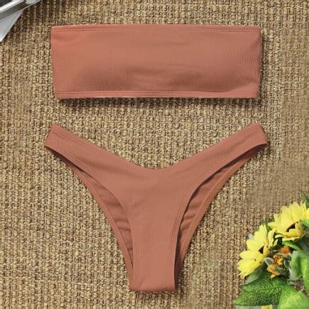Tube Two Piece Bikini Nude Bikini Special Fabric Bikini Push Up Swimsuit Women Swimwear Shopee