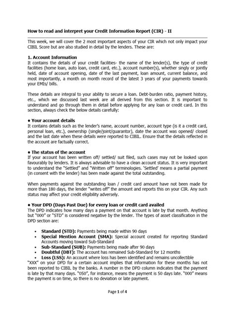 read  interpret  credit information report  credit