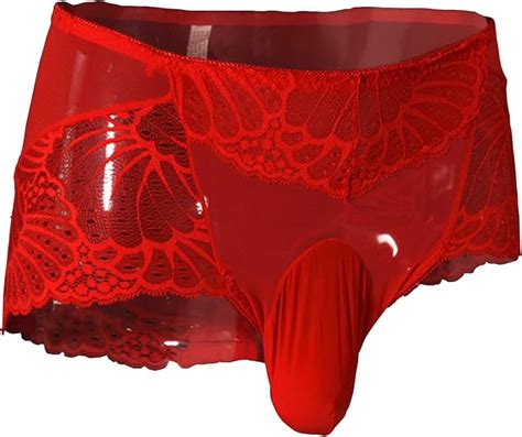 Leesuo Sissy Pouch Panties Men S Silky Lace Bikini Briefs G String Underwear Sexy Lingerie For