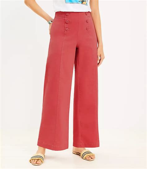 Wide Leg Sailor Pants In Twill