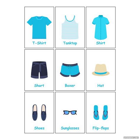 Printable Clothes Flashcards For Toddlers