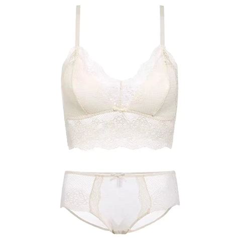 New Fashion Underwear Women Bra Panty Set Wireless Thin Cotton Triangle Cups Lingerie Tulle