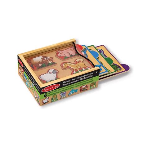 melissa doug animals wooden mini puzzle pack set   piece adorable
