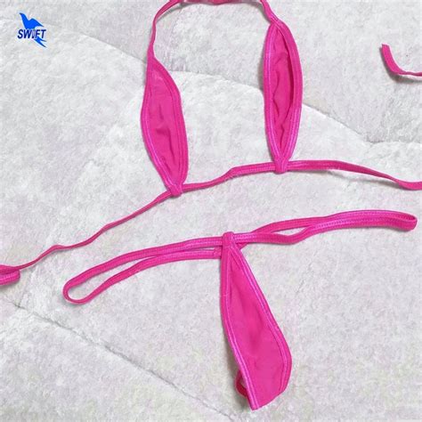 Extreme Sexy Micro Mini Bikini Set Women Erotic Transparent Swimwear Beach Sunbath Bathing Suit