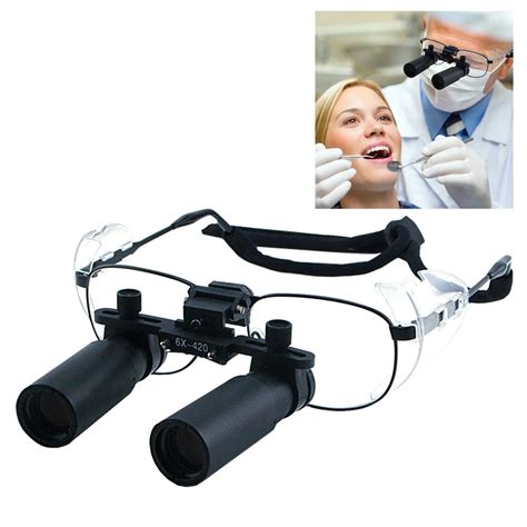 6 0x Magnification Dental Loupes 45mm Field Of View Flip Up Flexible