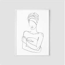 Nude Woman One Line Art Female Body Line Drawing Print Minimalist Bathroom Wall Art Naked Woman