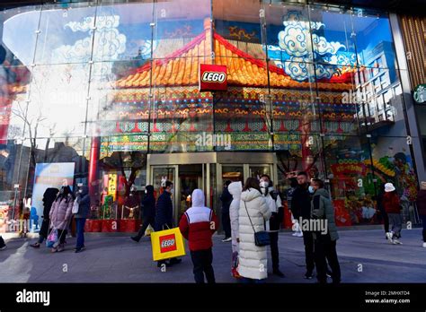 Beijing China January Citizens Walk Past The World S Only