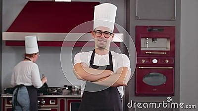 Portrait Of Happy Male Chef Posing At Camera In Restaurant Realtime