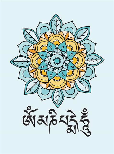 Om Mani Padme Hum Six Syllable Mantra Of Avalokiteshvara Painting By