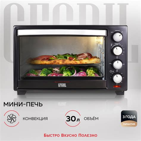 Мини-печь GFGRIL Мини-печь GFgril GFO-30B Convection Plus, черный, 30 л ...