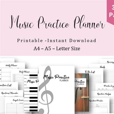 Music Teacher Planner Printable Musician Journal Piano Etsy