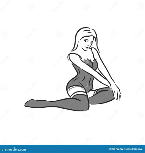 Beautiful Elegant Woman Sitting In Lingerie Stock Vector Illustration Of Brunette Background