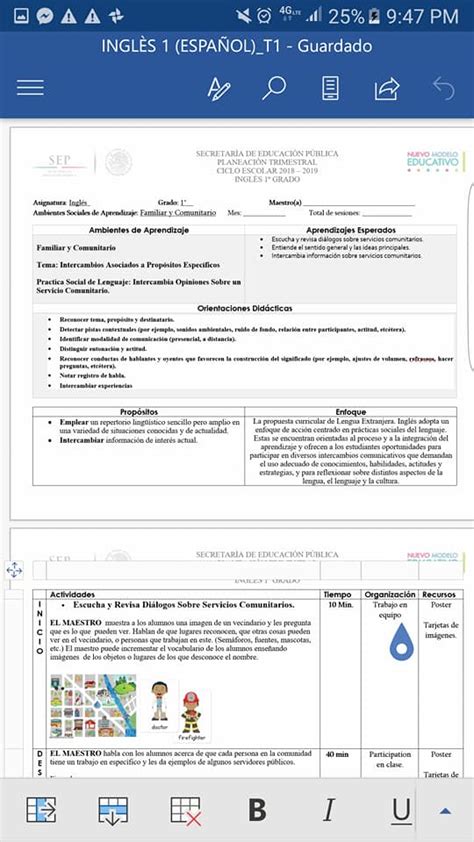 Planeaciones Ingles 1 Secundaria 1er Trimestre 2020