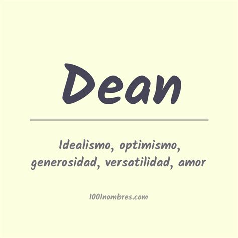 Dean Significado - Significado del nombre Dean