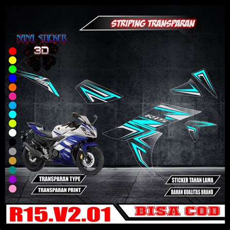 Jual Striping TRANSPARAN YAMAHA R15 V2 Variasi Stiker Sticker List Body