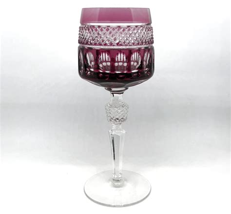 Vintage Deep Cranberry Red Wine Glass Goblet Hock Cut To Clear Etsy