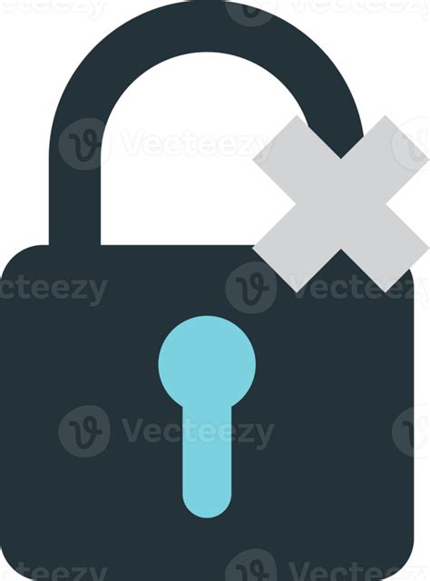 Padlock And Wrong Mark Illustration In Minimal Style Png